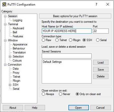 connect linux vps putty