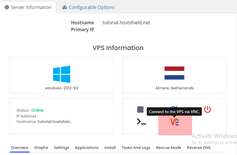 connect vps vnc three