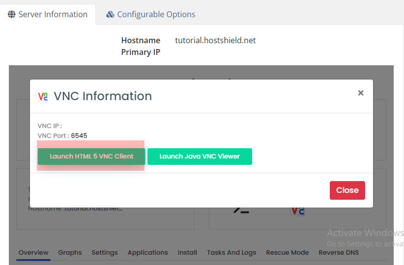 connect vps vnc three